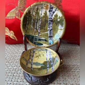 Dresden antique/vintage demitasse cup and saucer set. Germany.